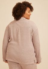 Plus Size Cozy Waffle Knit Shacket, C6216, small