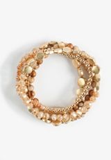 Gold And Pink Stretch Bracelet Set, C605, small