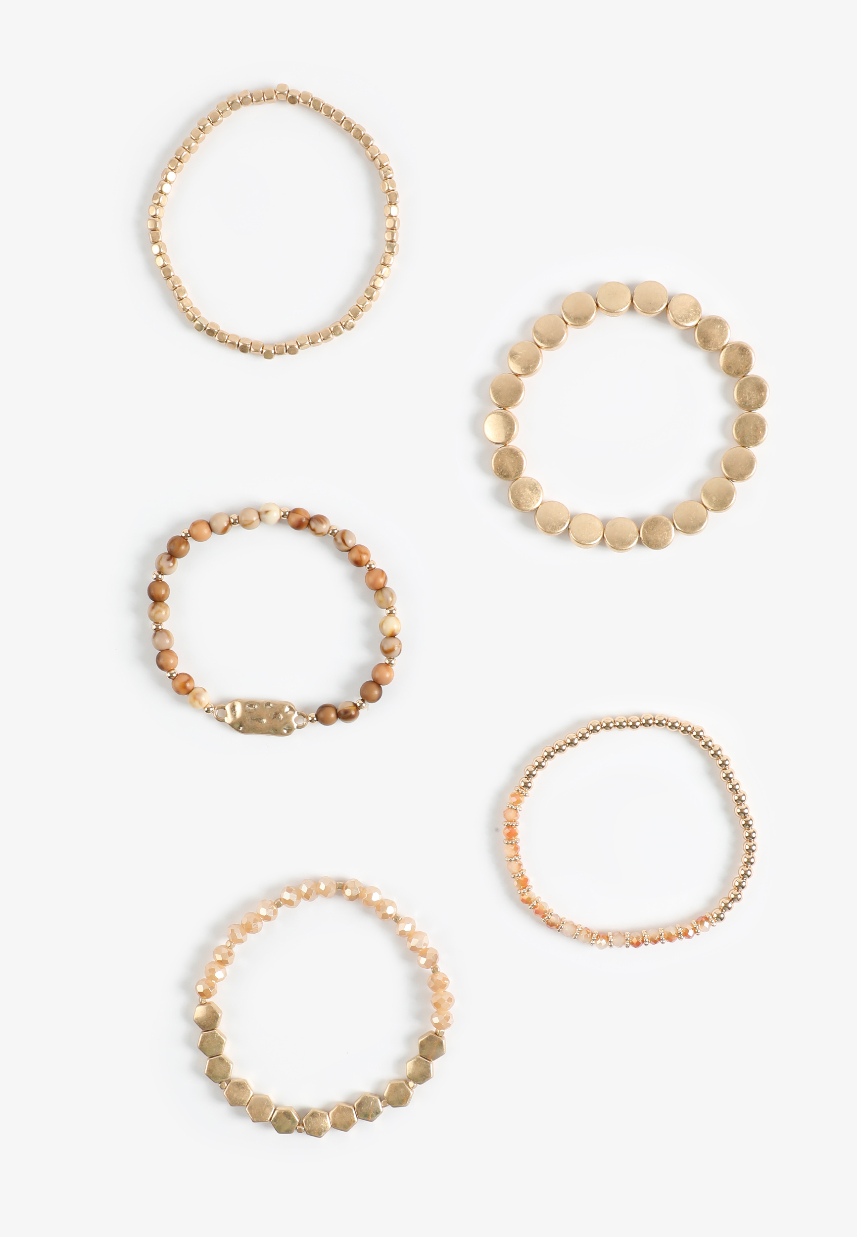 Gold And Pink Stretch Bracelet Set, C605, large