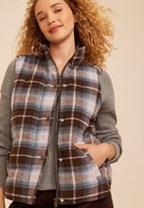 Plaid Puffer Vest, C1635, small