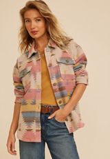 Southwestern Print Button Front Shacket, C1524, small