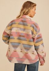 Southwestern Print Button Front Shacket, C1524, small