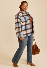 Plus Size Brushed Plaid Jacket, C1772, small