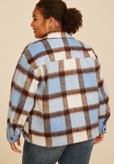 Plus Size Brushed Plaid Jacket, C1772, small