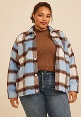 Plus Size Brushed Plaid Jacket, C1772, small