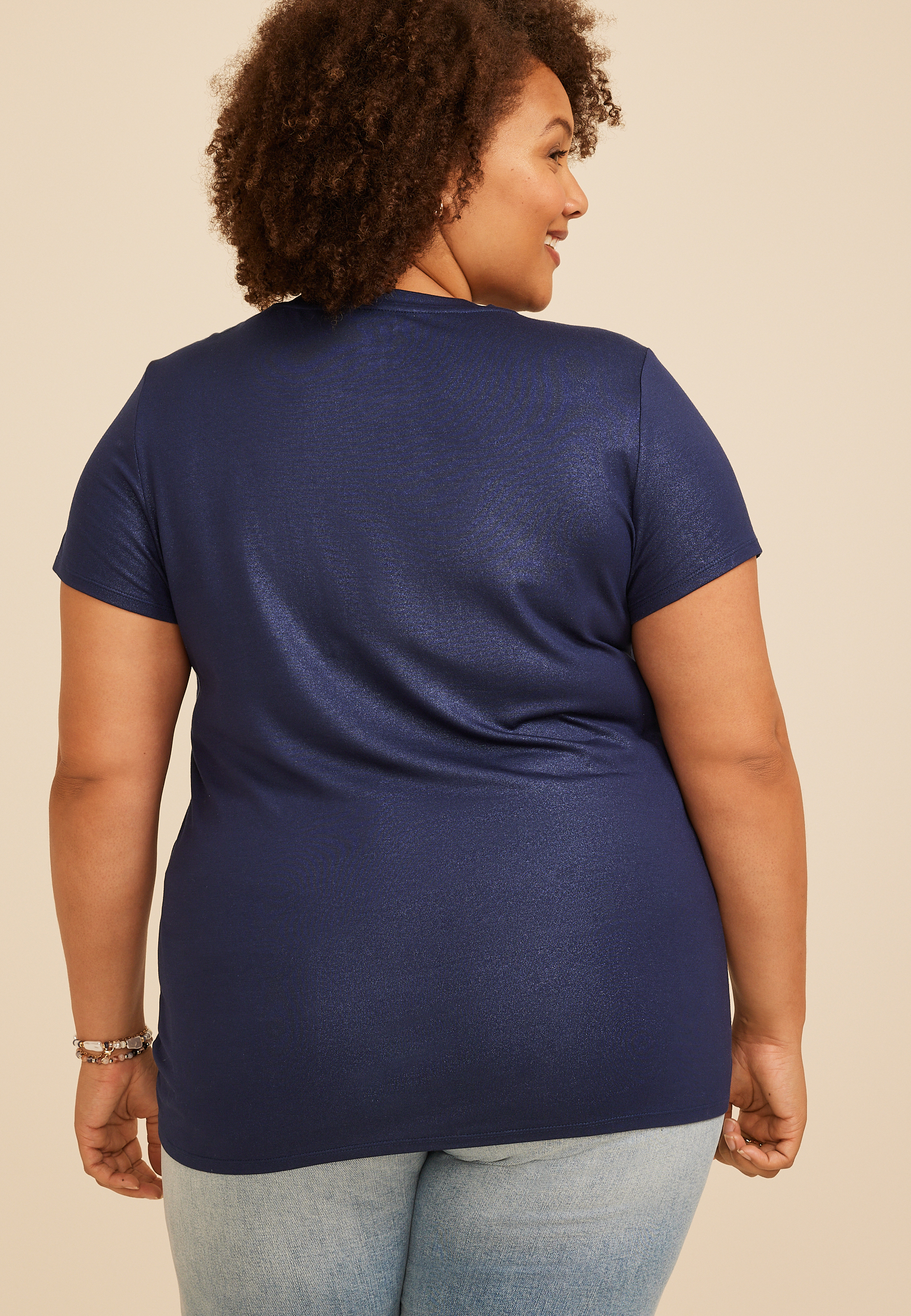 Plus Size 24/7 Kennedy Foil Crew Neck Tee, C9679, large