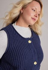 Plus Size Button Front Sweater Vest, C180, small