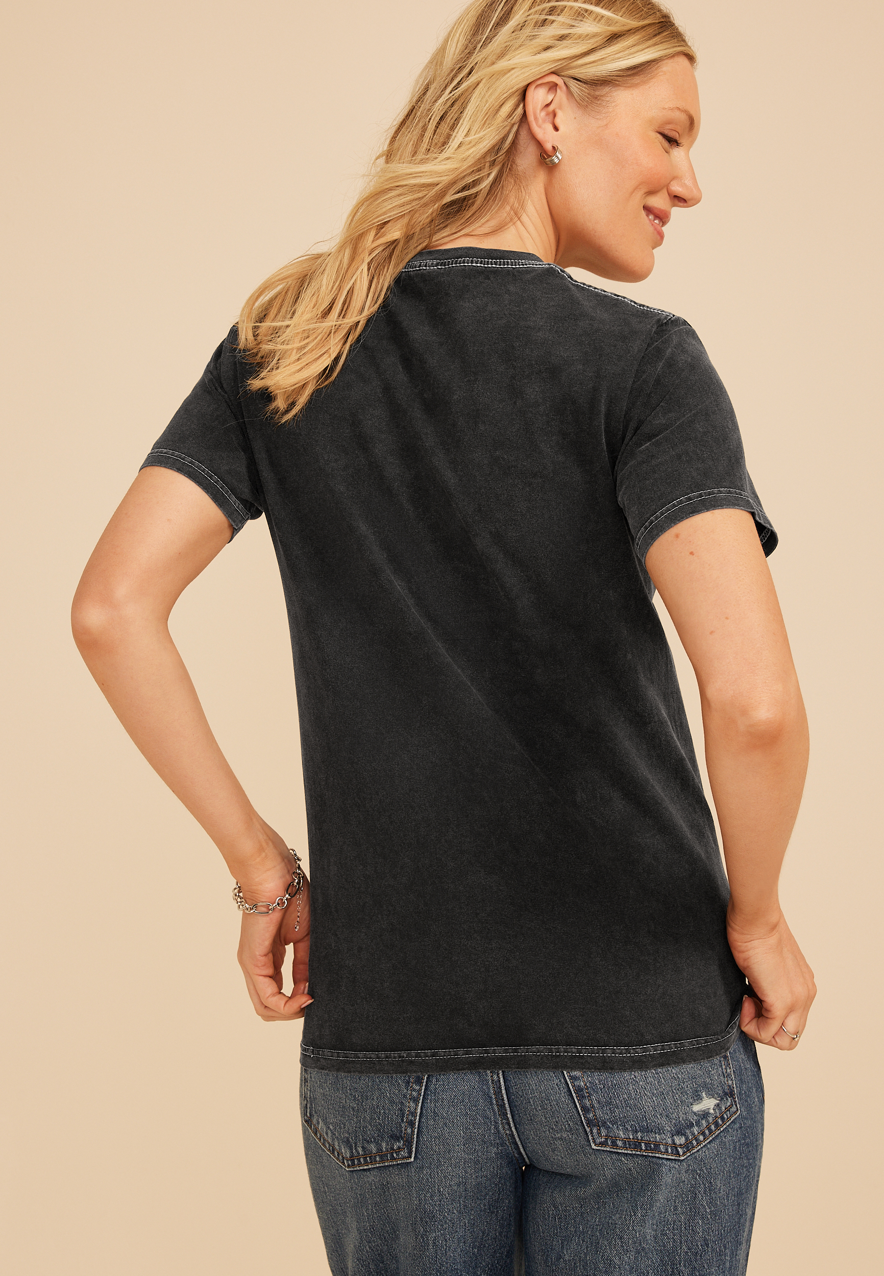 Rhinestone Winged Cross Standard Fit Graphic Tee, C106, large