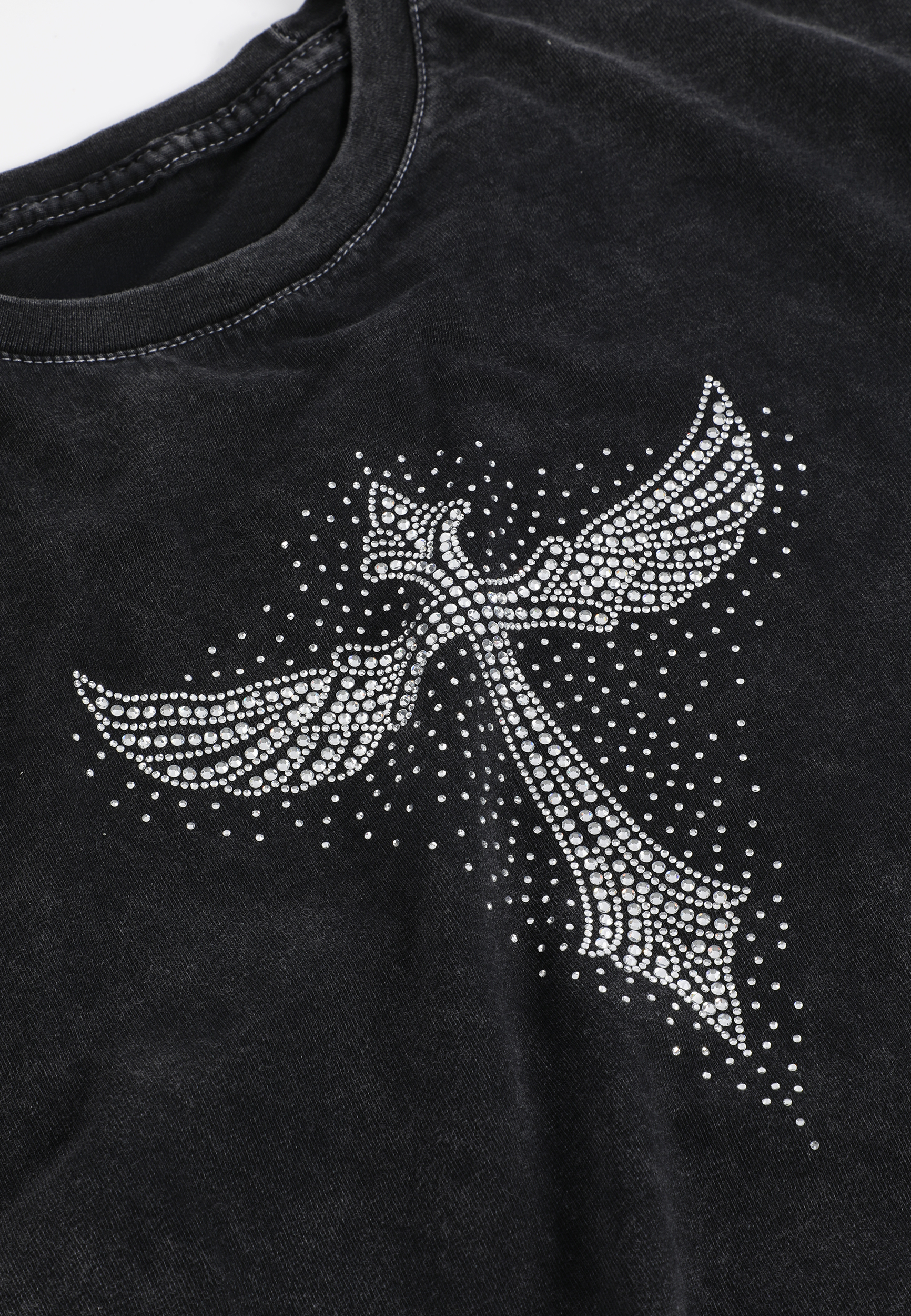 Rhinestone Winged Cross Standard Fit Graphic Tee, C106, large