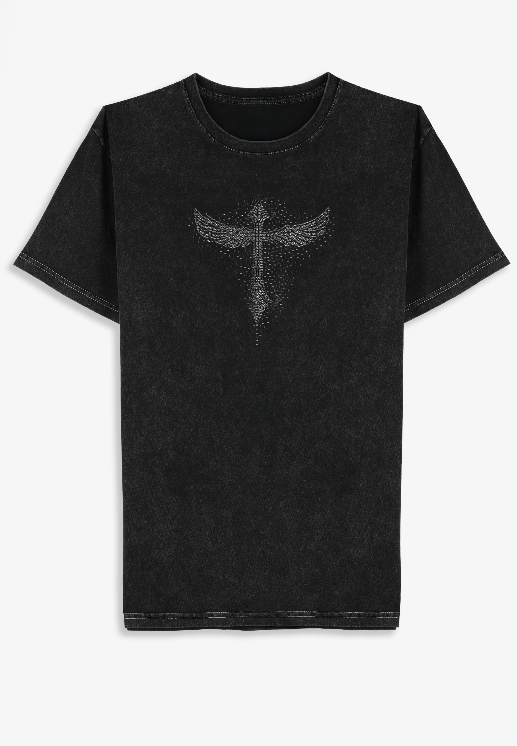Plus Size Rhinestone Winged Cross Standard Fit Graphic Tee