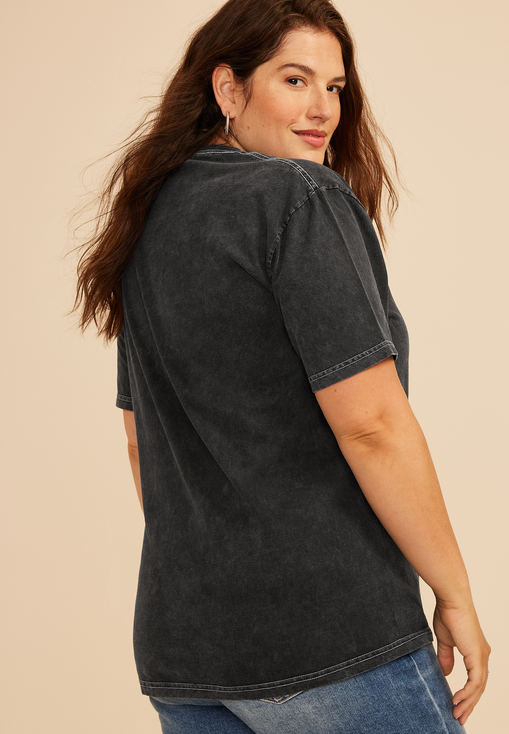 Plus Size Rhinestone Winged Cross Standard Fit Graphic Tee, C106, large