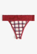 Simply Comfy Cotton Plaid Thong Panty, C3468, small