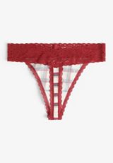 Simply Comfy Cotton Plaid Thong Panty, C3468, small
