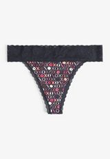 Simply Comfy Cotton XO Print Thong Panty, C54, small
