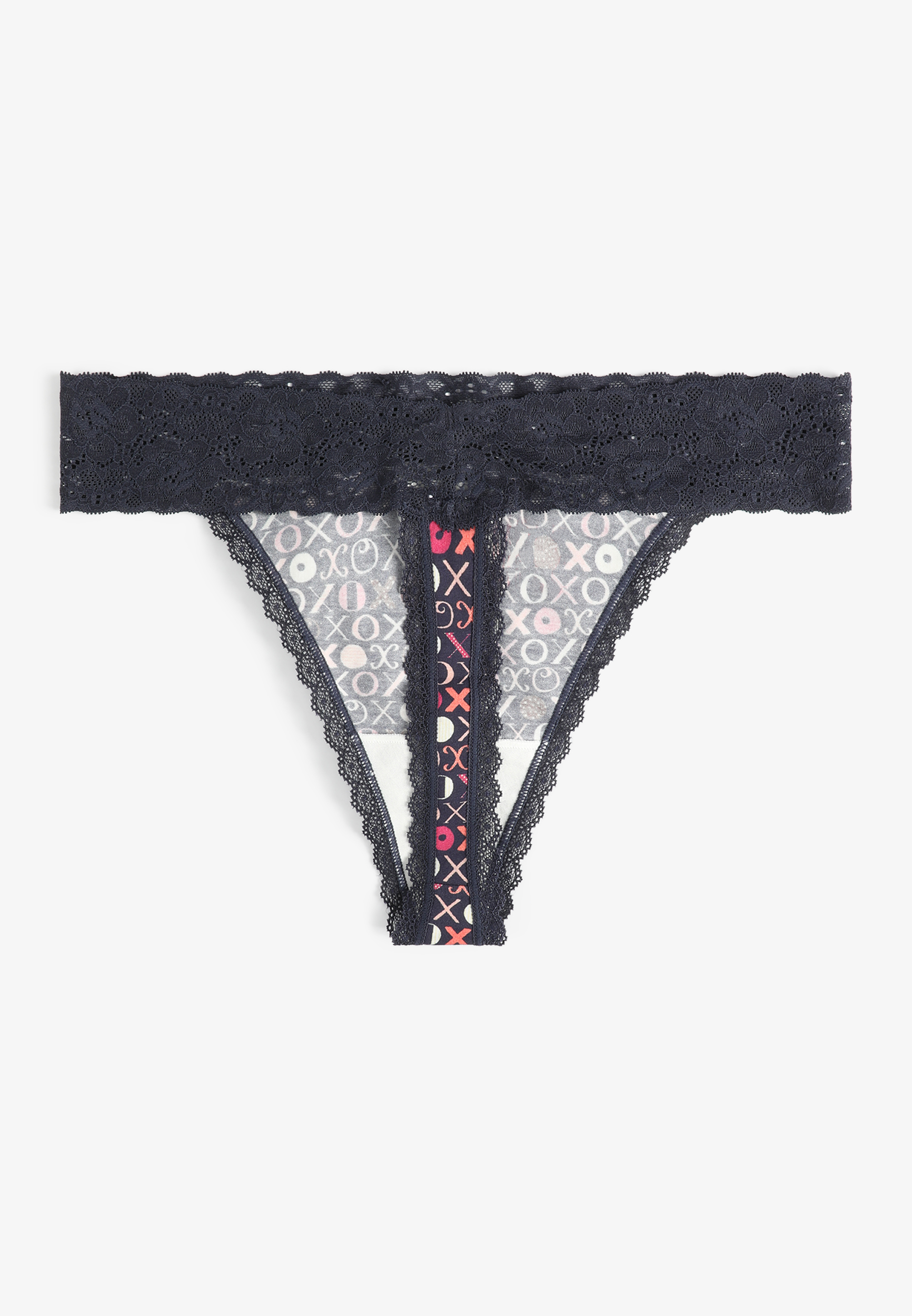 Simply Comfy Cotton XO Print Thong Panty, C54, large