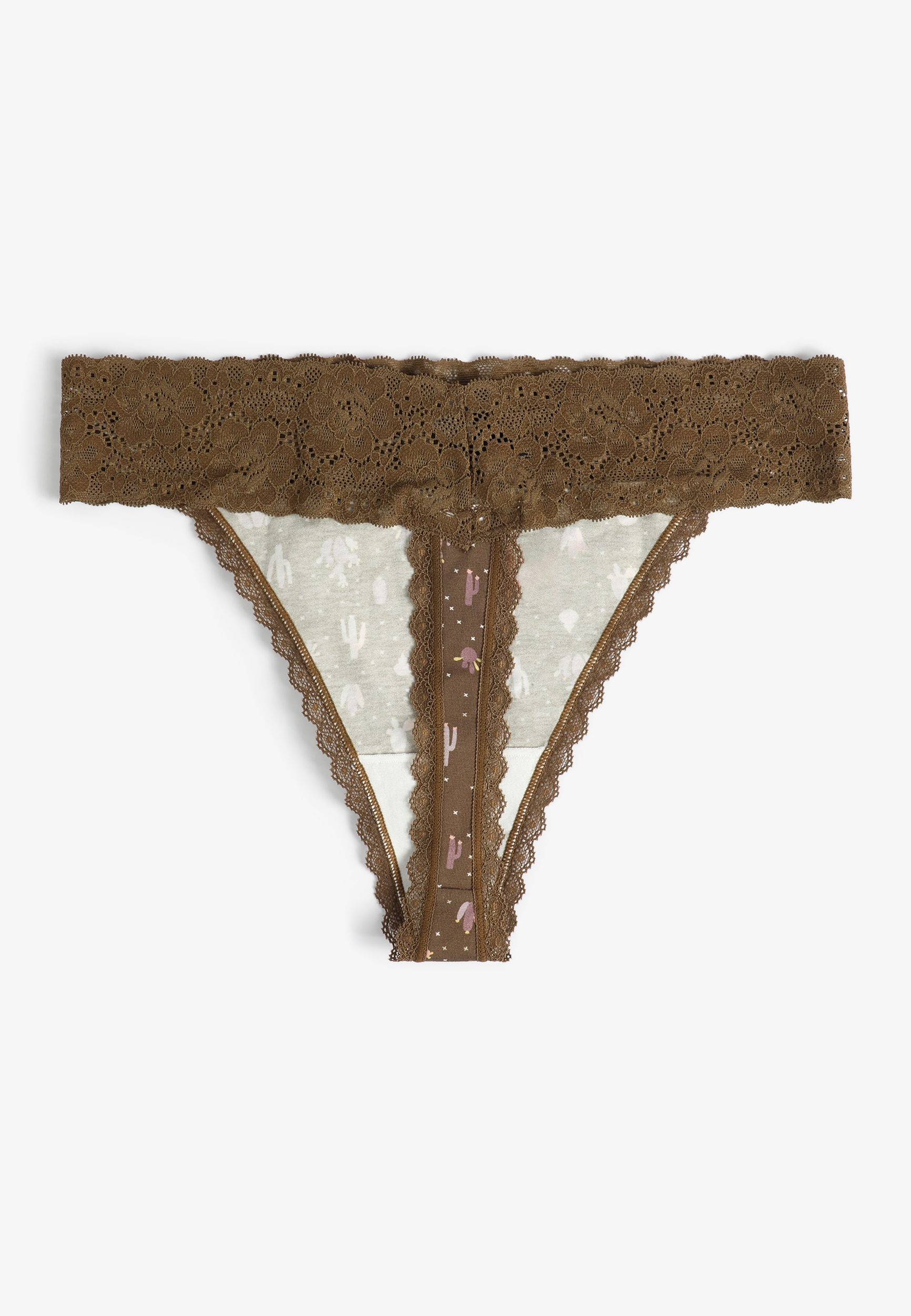 Simply Comfy Cotton Cactus Print Thong Panty, C3681, large