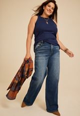 Plus Size 24/7 Cozy Variegated Ribbed Highline Tank Top, C9679, small