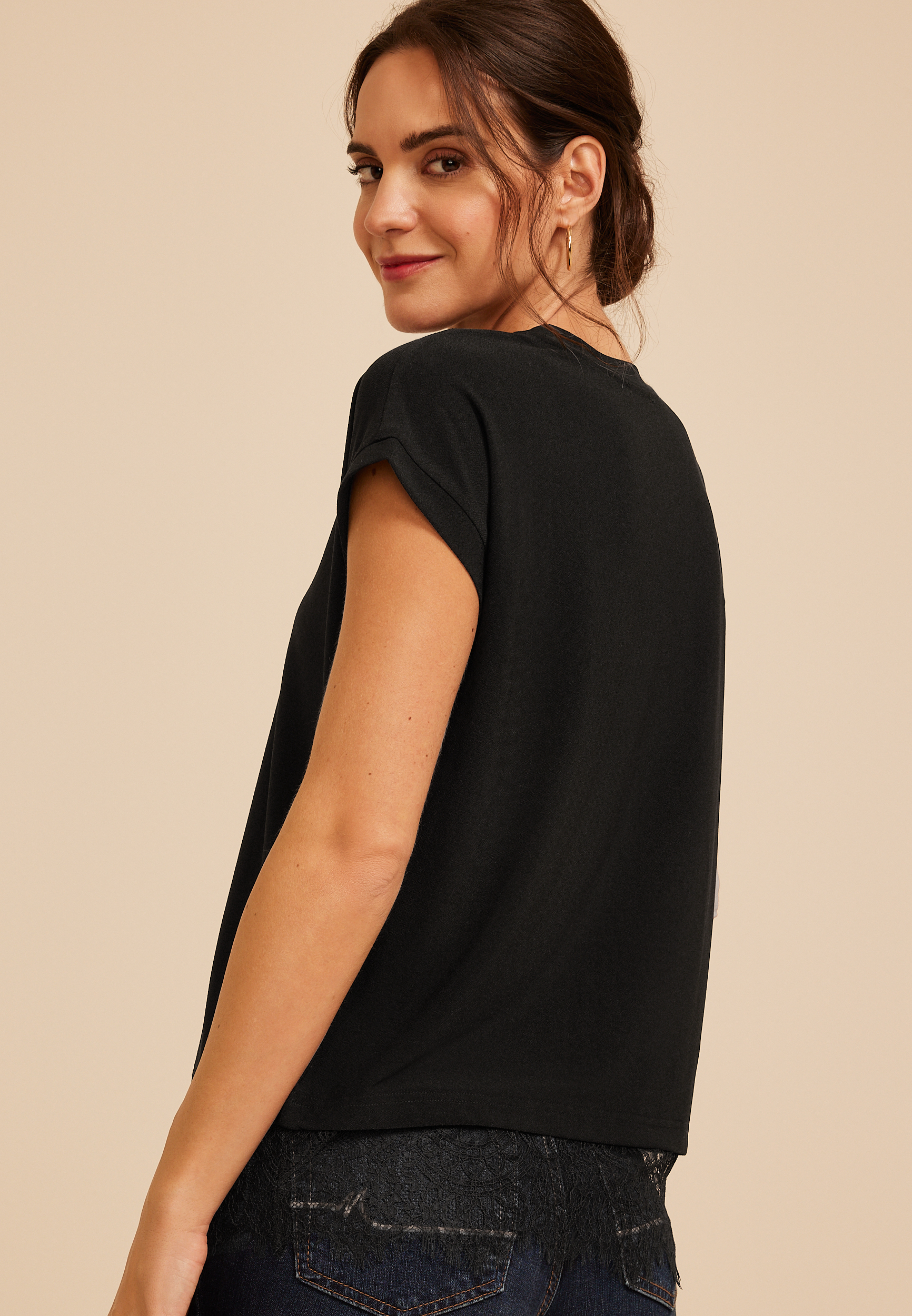 Studio Y Lace Hem Top, C106, large