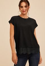 Studio Y Lace Hem Top, C106, small