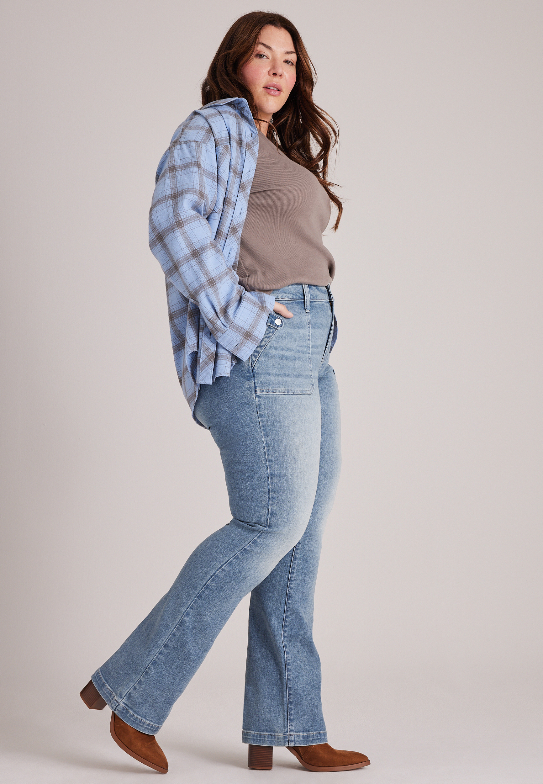 Plus Size m jeans by maurices™ Mid Rise Snap Pocket Bootcut Jeans, C3337, large