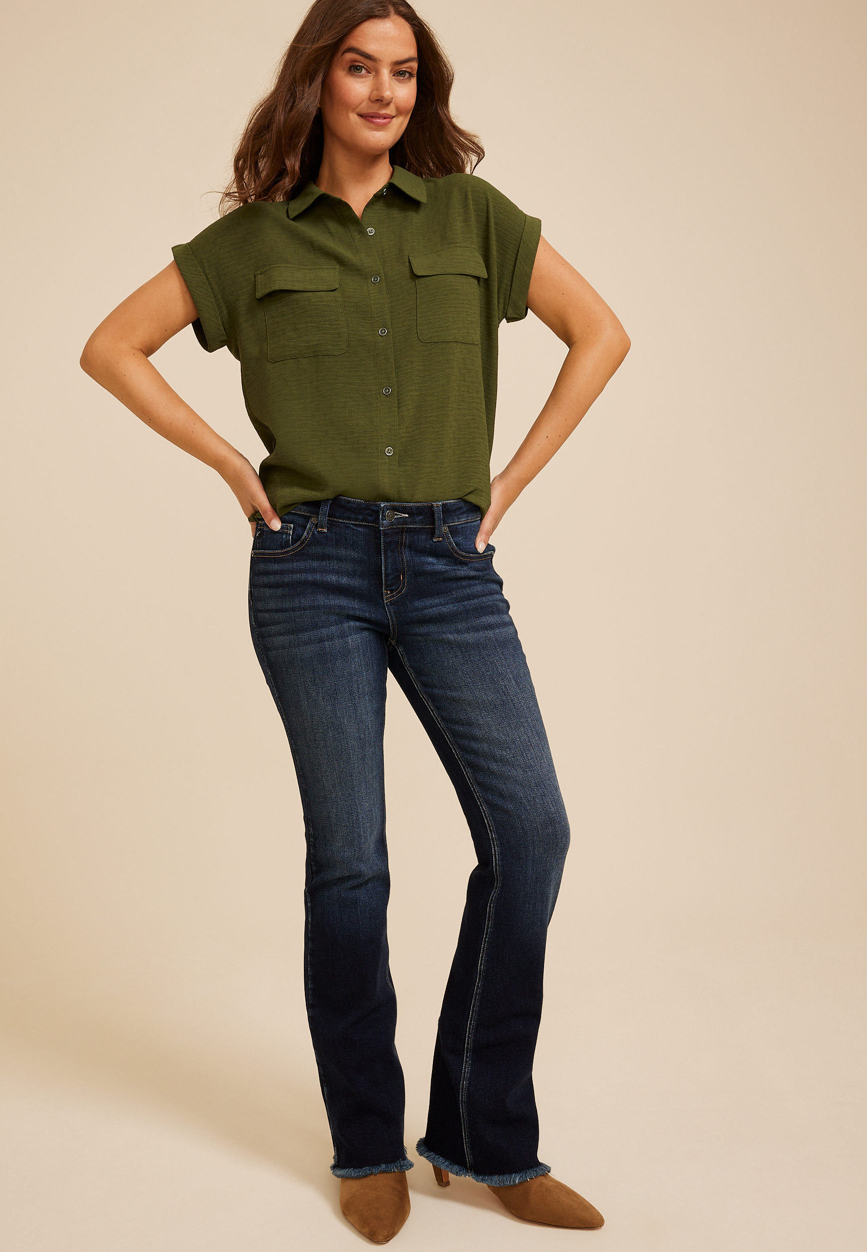 Utility Button Down Shirt, C9161, large