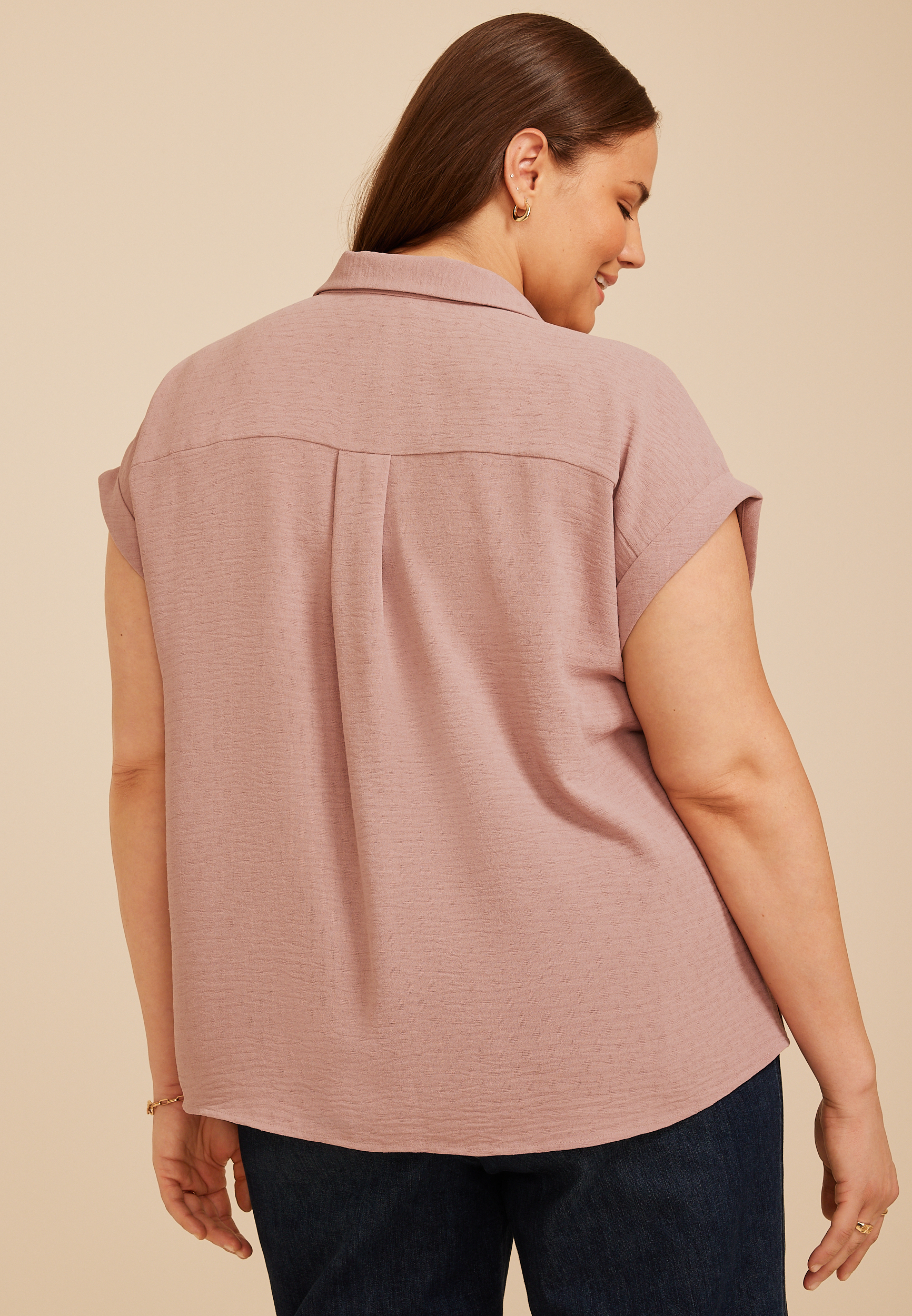 Plus Size Utility Button Down Shirt, C6135, large