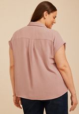 Plus Size Utility Button Down Shirt, C6135, small