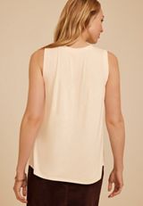 Satin Front V Neck Tank Top, C8232, small