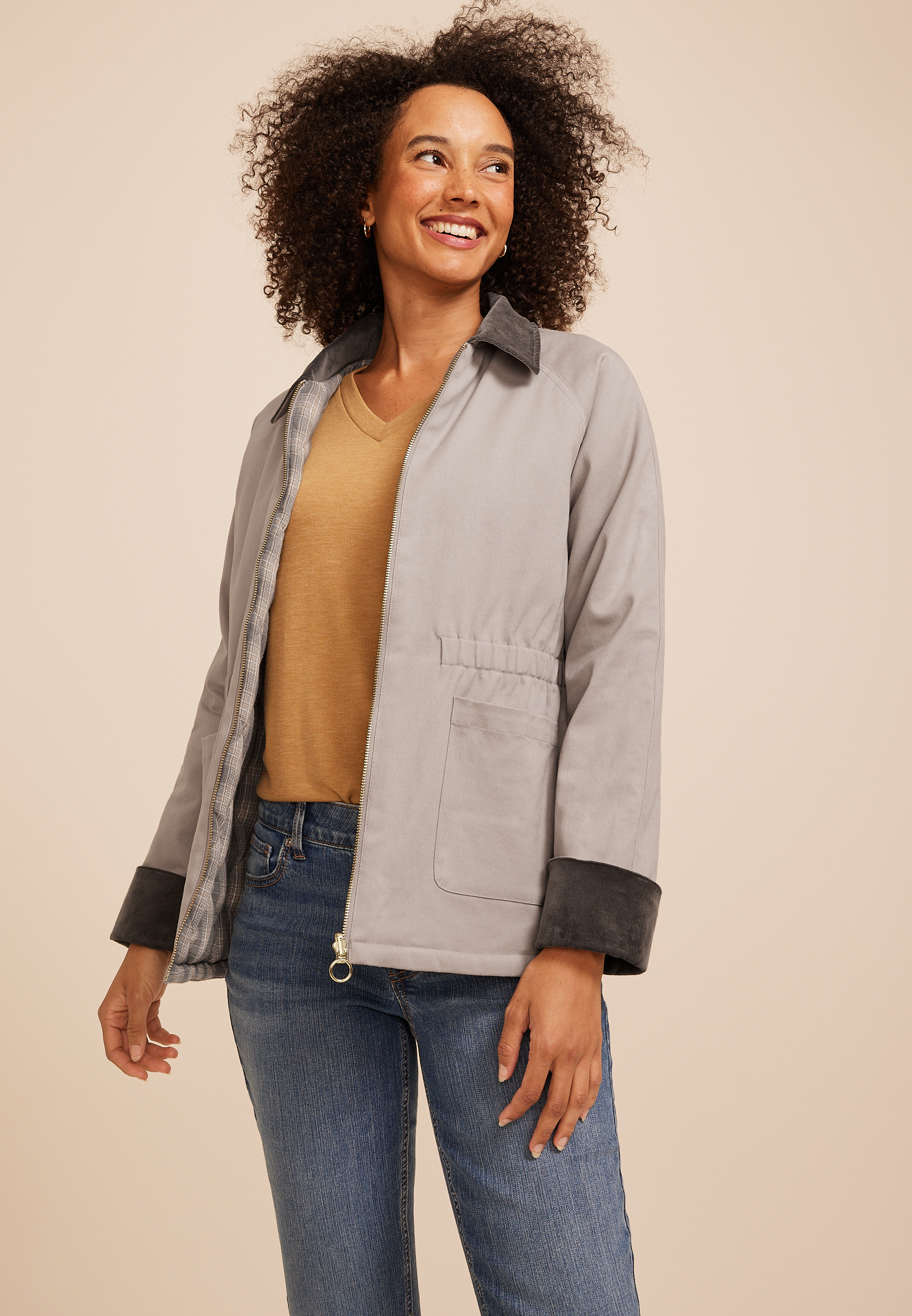 Reversible Plaid Quilted Barn Jacket, C1755, large