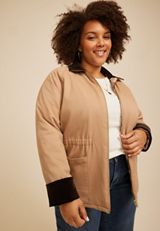 Plus Size Reversible Plaid Quilted Barn Jacket, C1265, small