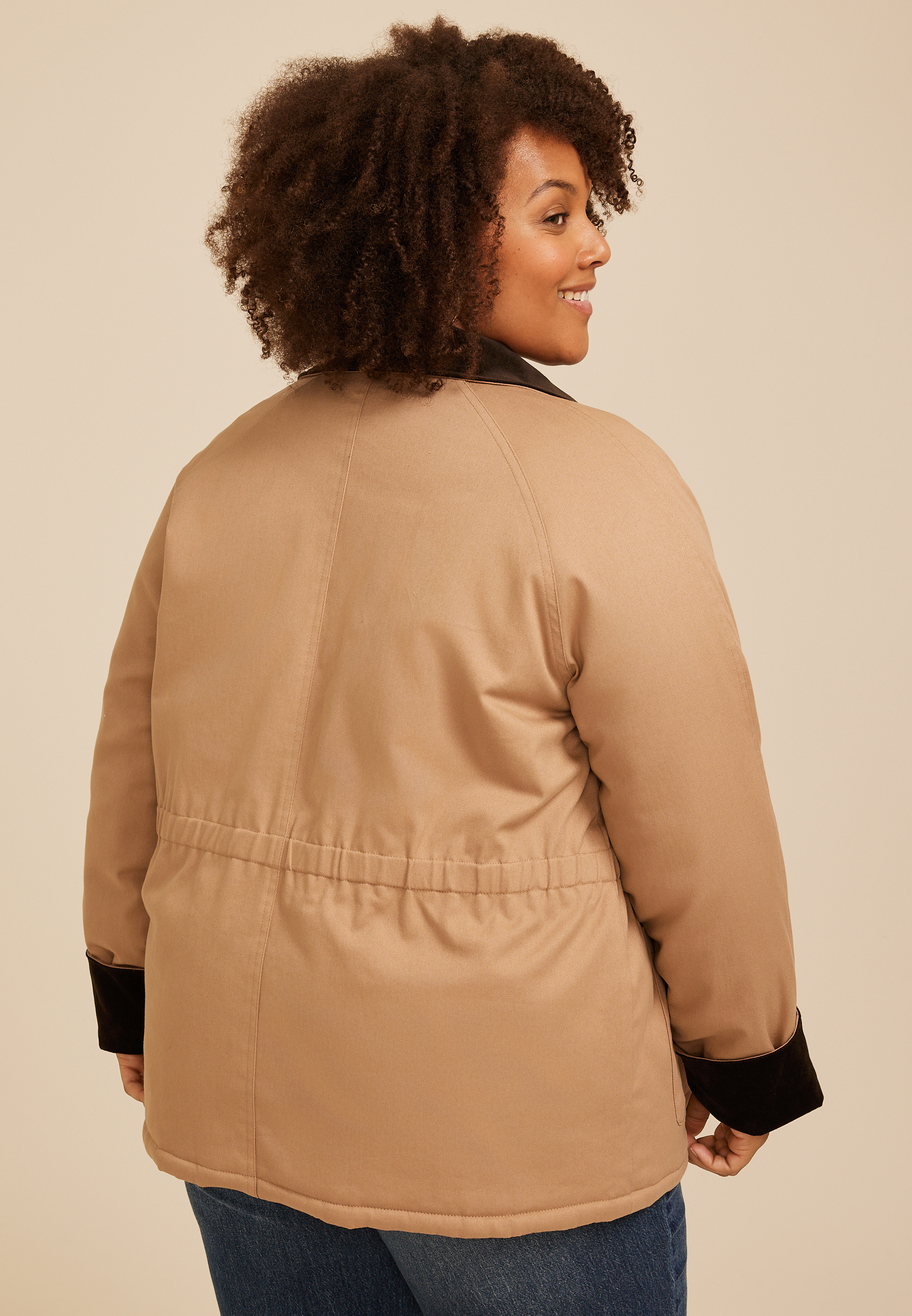 Plus Size Reversible Plaid Quilted Barn Jacket, C1265, large