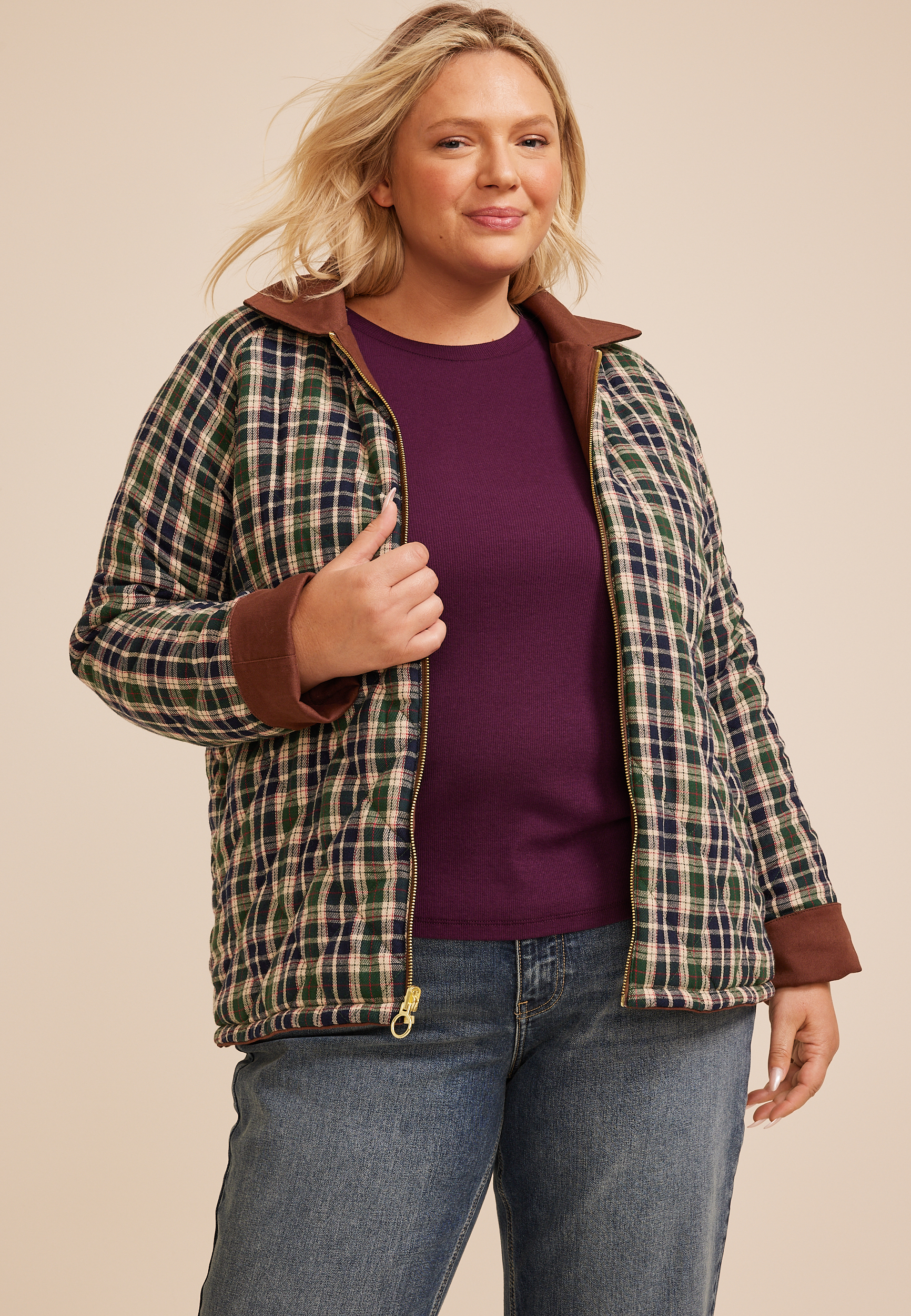 Plus Size Quilted Barn Jacket, C3681, large