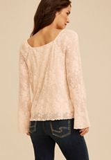 Pleated Lace Square Neck Blouse, C4184, small
