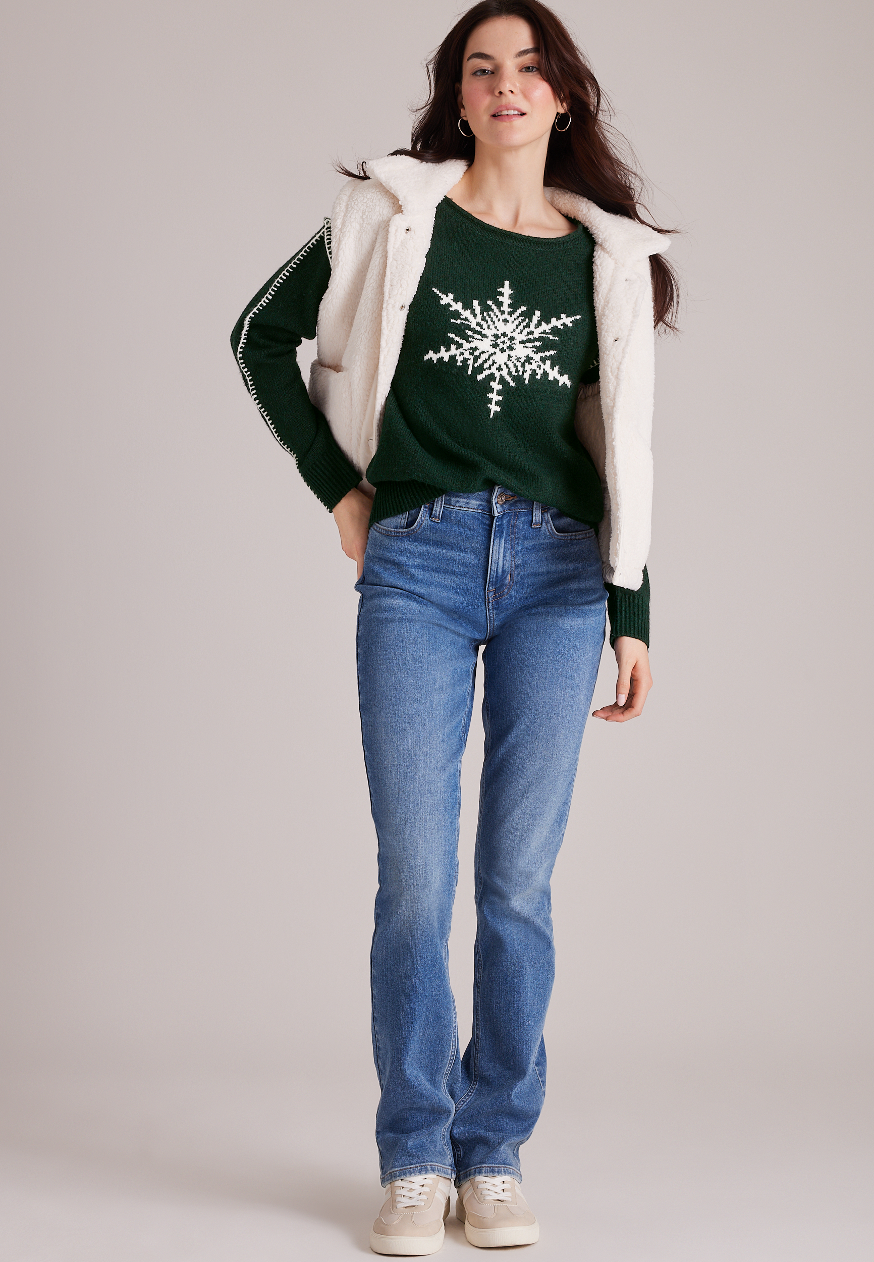 Snowflake Whipstitch Sweater, C5273, large
