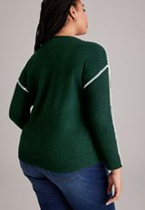 Plus Size Snowflake Whipstitch Sweater, C5273, small
