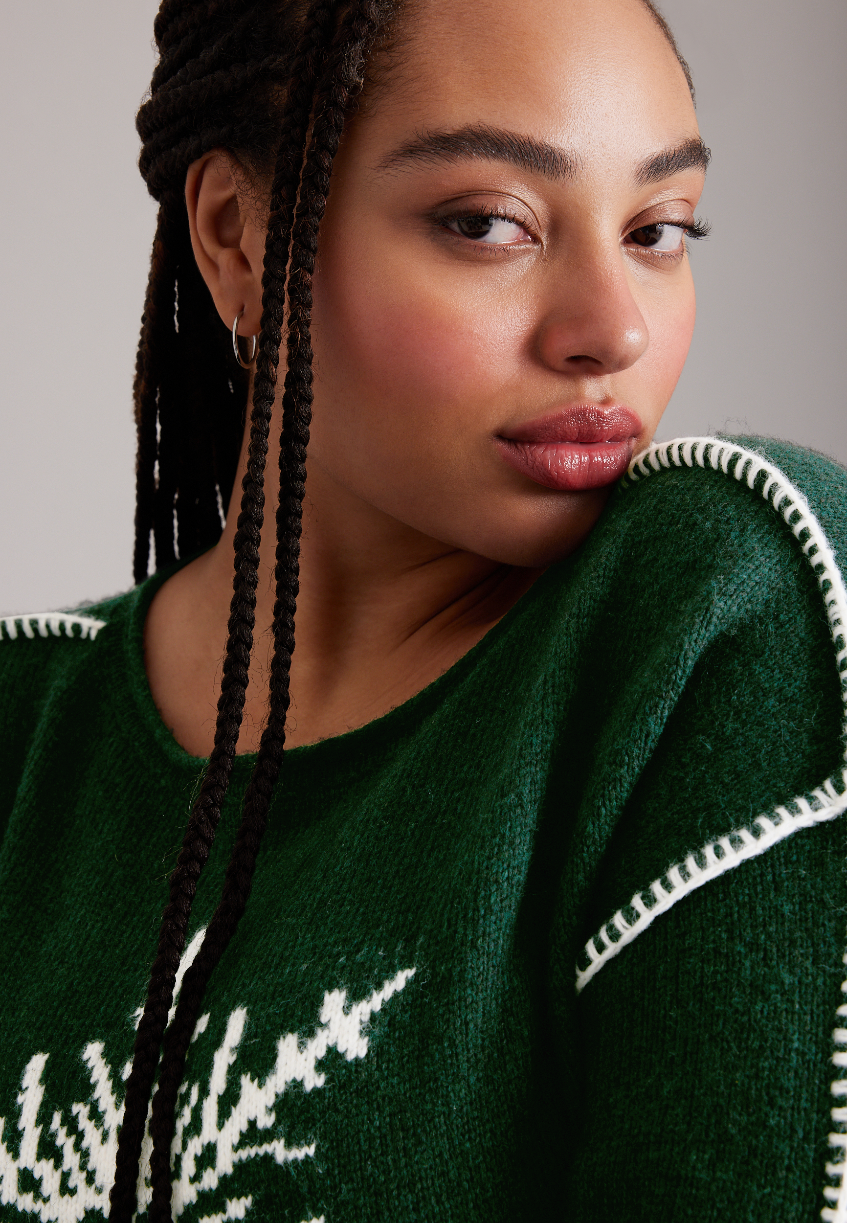 Plus Size Snowflake Whipstitch Sweater, C5273, large