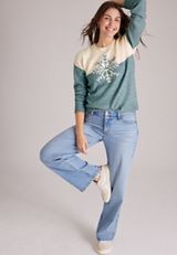 Colorblock Snowflake Sweater, C4817, small
