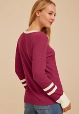 Living Beyond Breast Cancer Varsity Sleeve Henley, C4512, small
