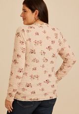 Plus Size Textured Floral Mesh Mock Neck Top, C8582, small