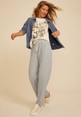 Cozy Waffle High Rise Wide Leg Pants, C1606, small
