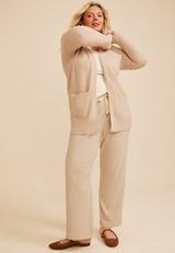 Plus Size Cozy Waffle High Rise Wide Leg Pants, C1265, small
