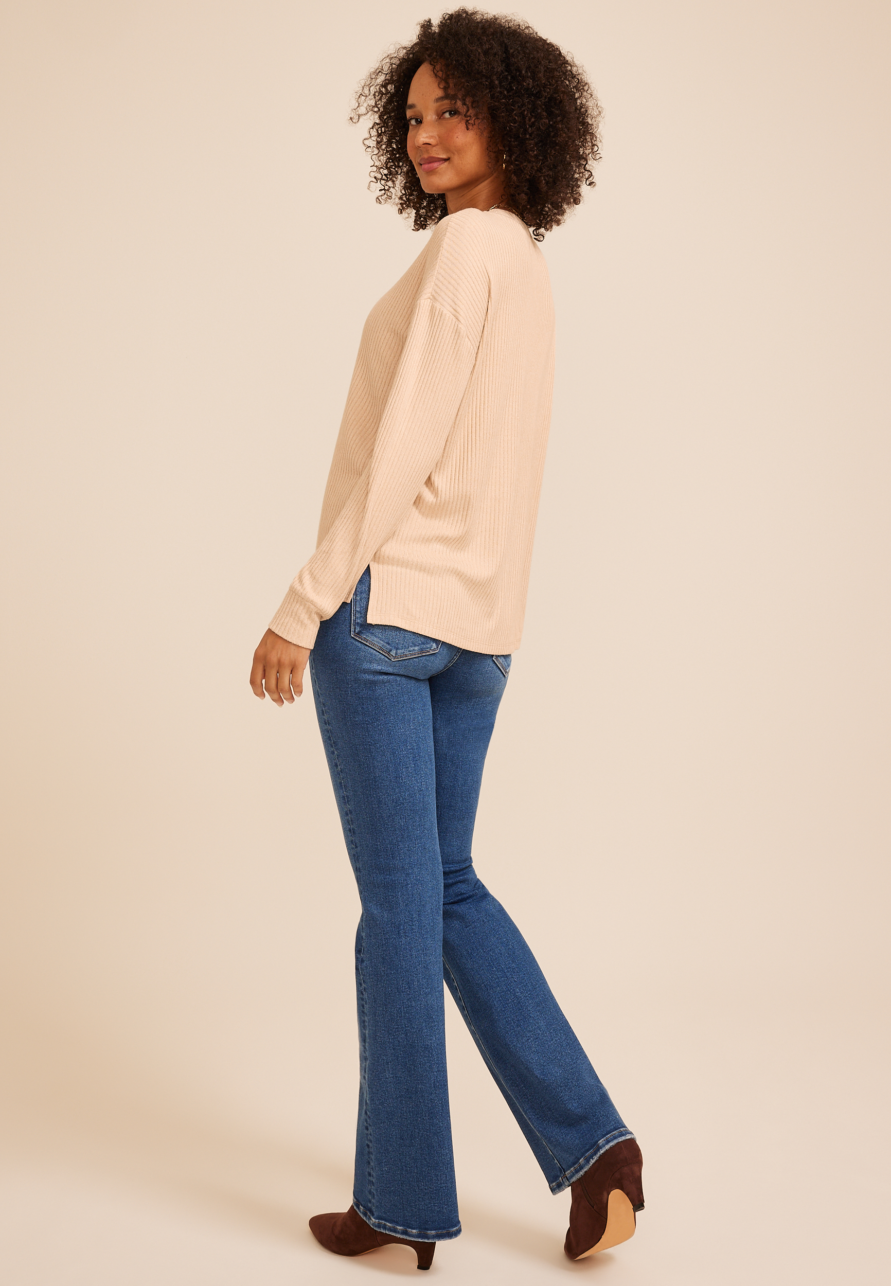 24/7 Cozy Rib Long Sleeve Top, C2445, large