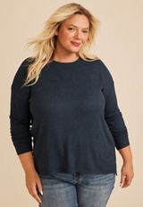 Plus Size 24/7 Cozy Rib Long Sleeve Top, C3829, small