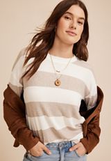 24/7 Cozy Rib Striped Long Sleeve Top, C5222, small