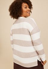Plus Size 24/7 Cozy Rib Striped Long Sleeve Top, C5222, small