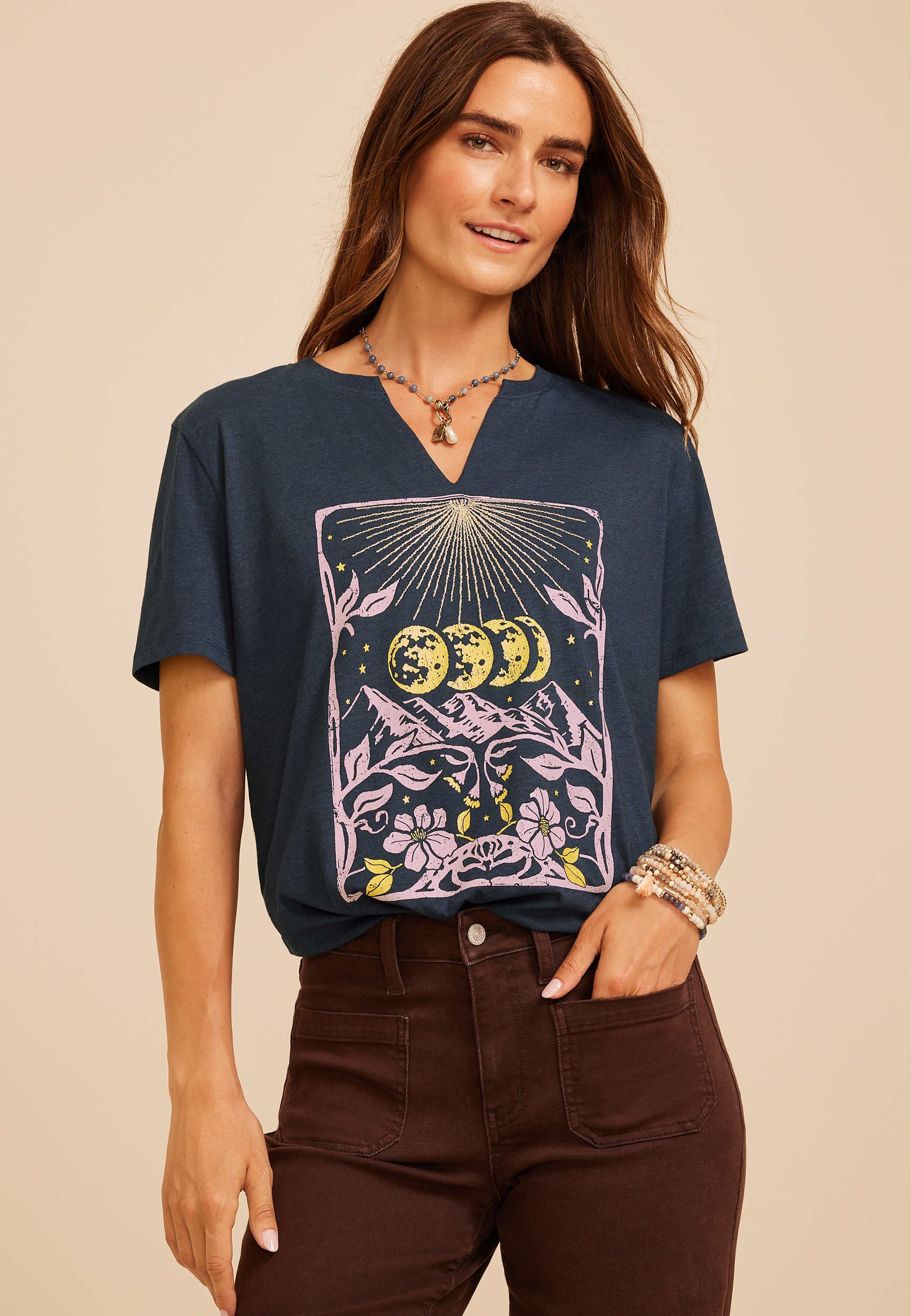Celestial Moon Phase Oversized Fit Graphic Tee