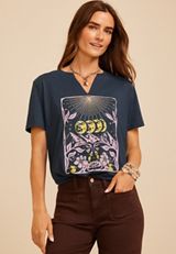 Celestial Moon Phase Oversized Fit Graphic Tee, C1378, small