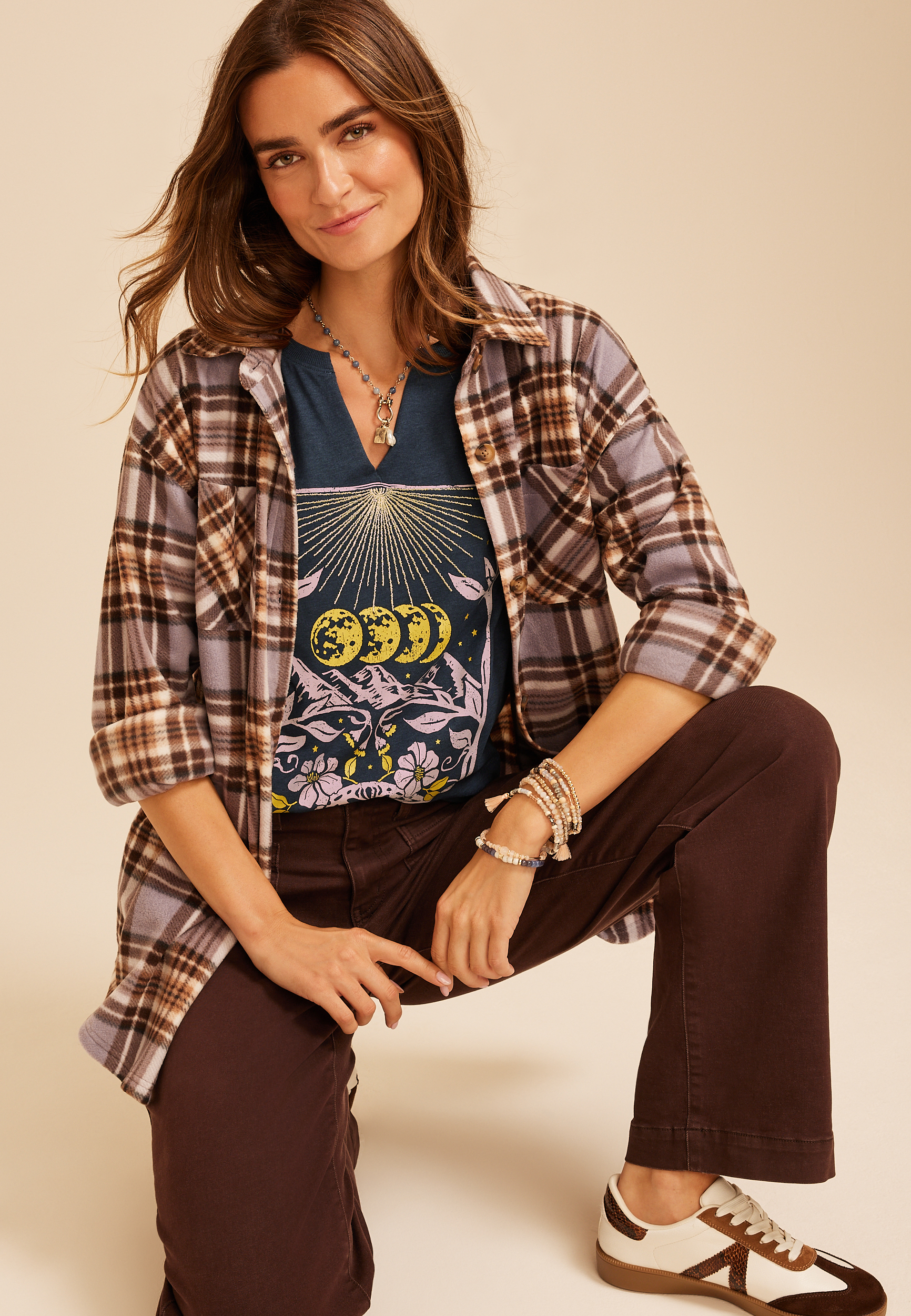 Celestial Moon Phase Oversized Fit Graphic Tee, C1378, large