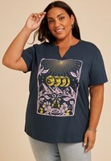 Plus Size Celestial Moon Phase Oversized Fit Graphic Tee, C1378, small
