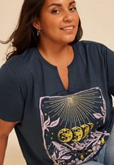Plus Size Celestial Moon Phase Oversized Fit Graphic Tee, C1378, small